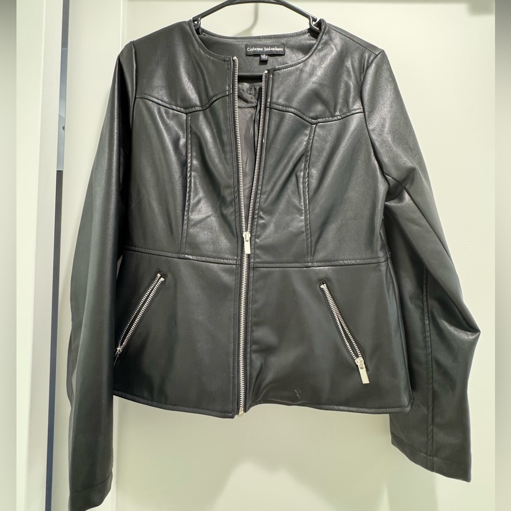 Catherine Malandrino Leather Jacket Black Sleek Design